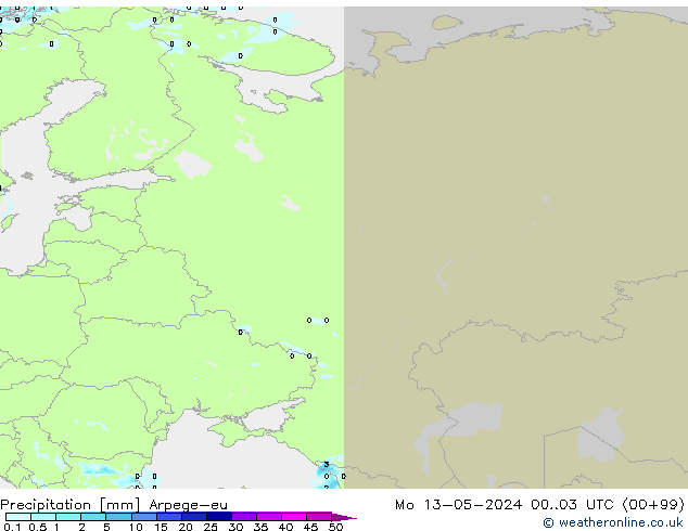 precipitação Arpege-eu Seg 13.05.2024 03 UTC