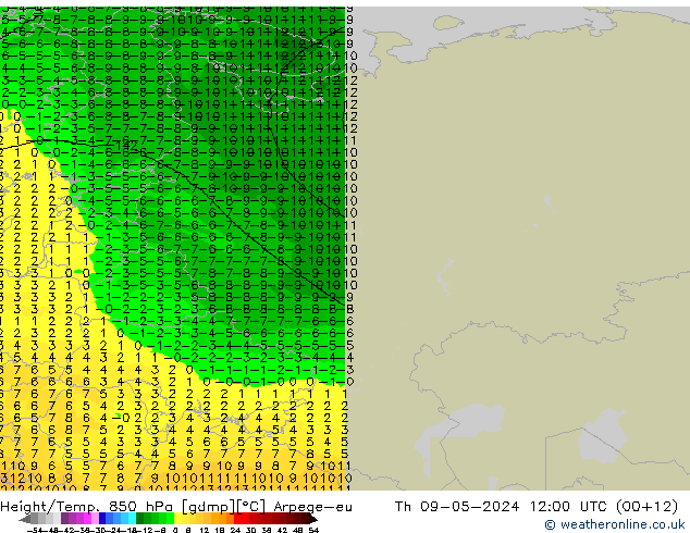 Height/Temp. 850 hPa Arpege-eu Do 09.05.2024 12 UTC
