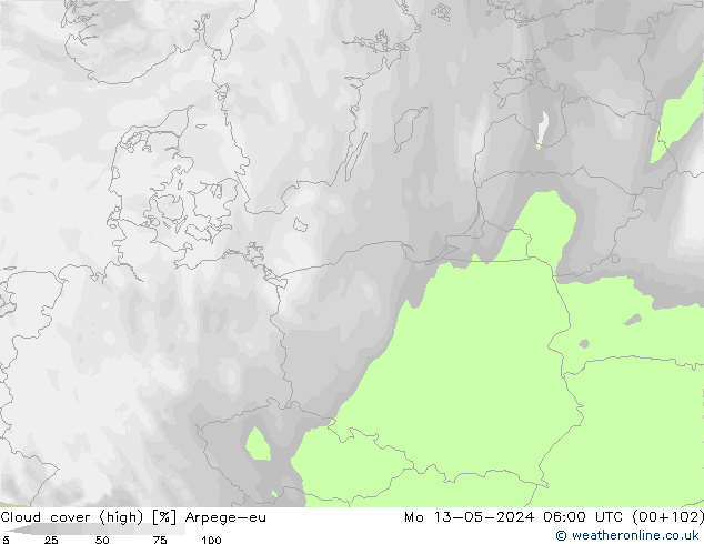 Nubes altas Arpege-eu lun 13.05.2024 06 UTC