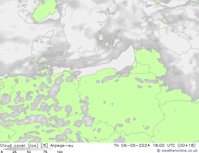 Bulutlar (düşük) Arpege-eu Per 09.05.2024 18 UTC