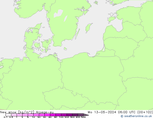 świeży snieg Arpege-eu pon. 13.05.2024 06 UTC
