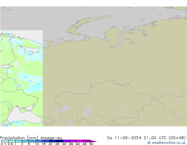 осадки Arpege-eu сб 11.05.2024 00 UTC