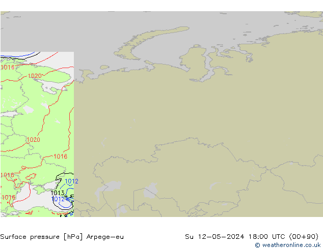 Presión superficial Arpege-eu dom 12.05.2024 18 UTC