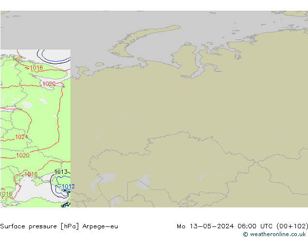 ciśnienie Arpege-eu pon. 13.05.2024 06 UTC