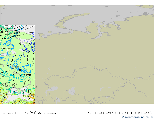 Theta-e 850гПа Arpege-eu Вс 12.05.2024 18 UTC