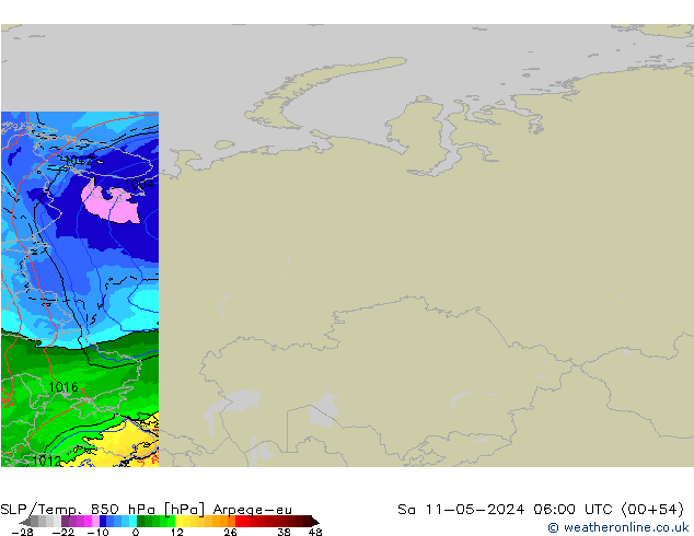 SLP/Temp. 850 hPa Arpege-eu Sa 11.05.2024 06 UTC
