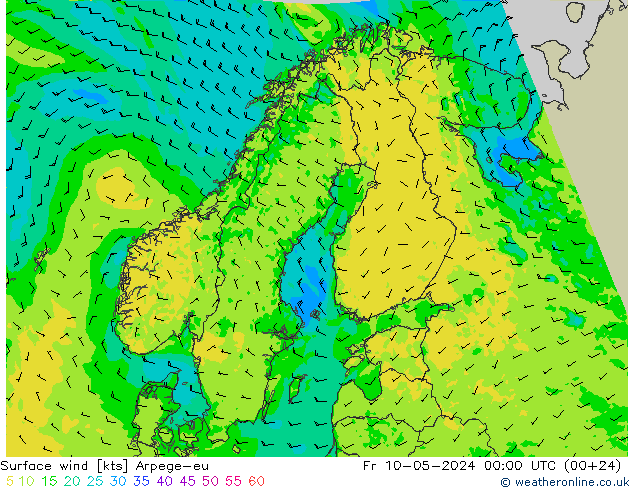 风 10 米 Arpege-eu 星期五 10.05.2024 00 UTC