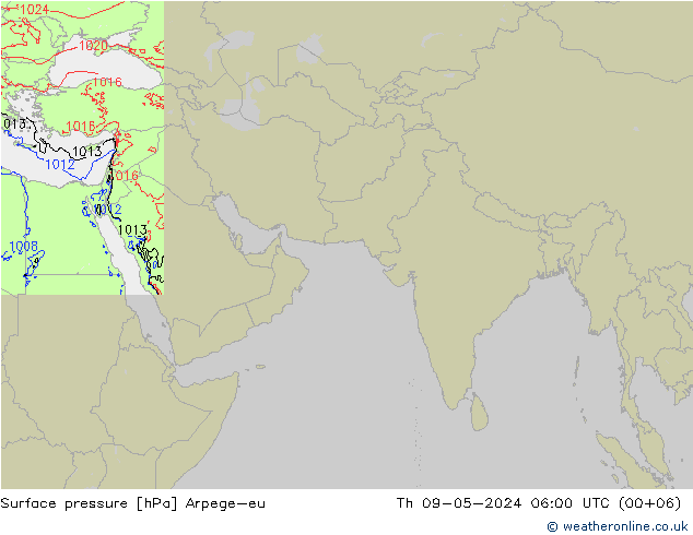 Surface pressure Arpege-eu Th 09.05.2024 06 UTC