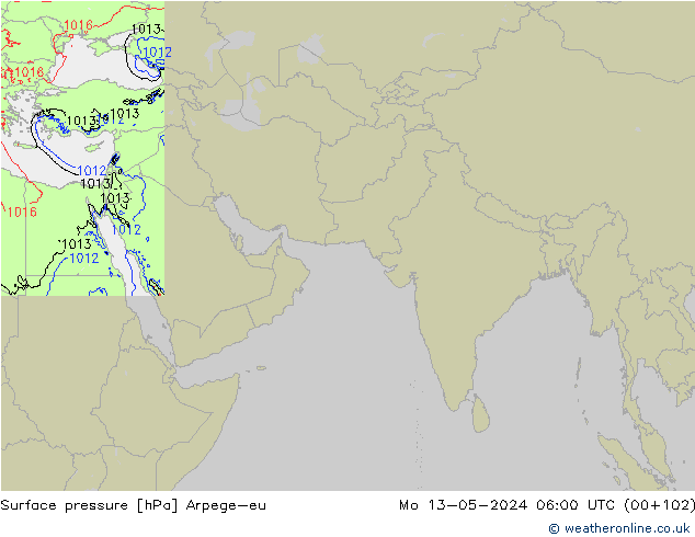 Presión superficial Arpege-eu lun 13.05.2024 06 UTC