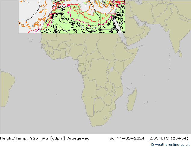 Yükseklik/Sıc. 925 hPa Arpege-eu Cts 11.05.2024 12 UTC