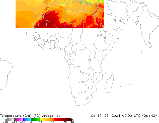 Sıcaklık Haritası (2m) Arpege-eu Cts 11.05.2024 00 UTC