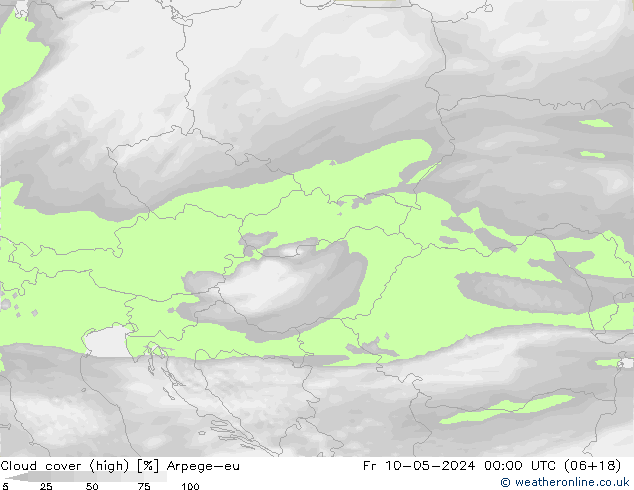 zachmurzenie (wysokie) Arpege-eu pt. 10.05.2024 00 UTC