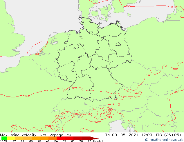 Windböen Arpege-eu Do 09.05.2024 12 UTC