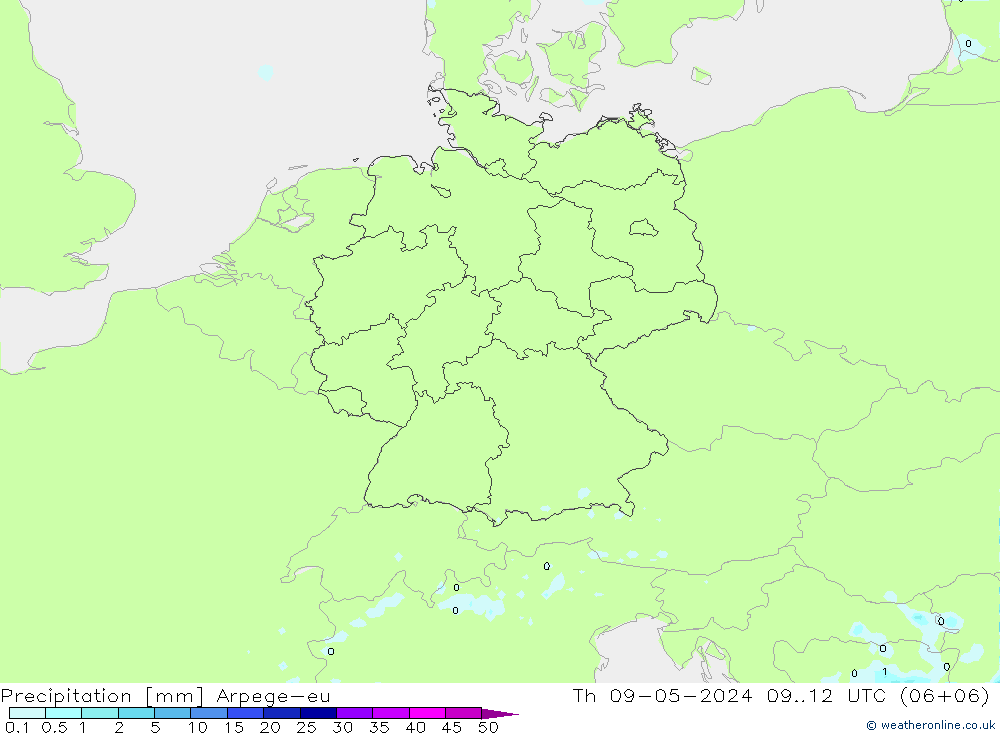 降水 Arpege-eu 星期四 09.05.2024 12 UTC