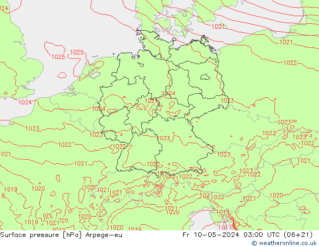 Surface pressure Arpege-eu Fr 10.05.2024 03 UTC