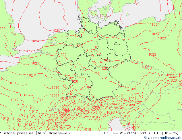 Yer basıncı Arpege-eu Cu 10.05.2024 18 UTC