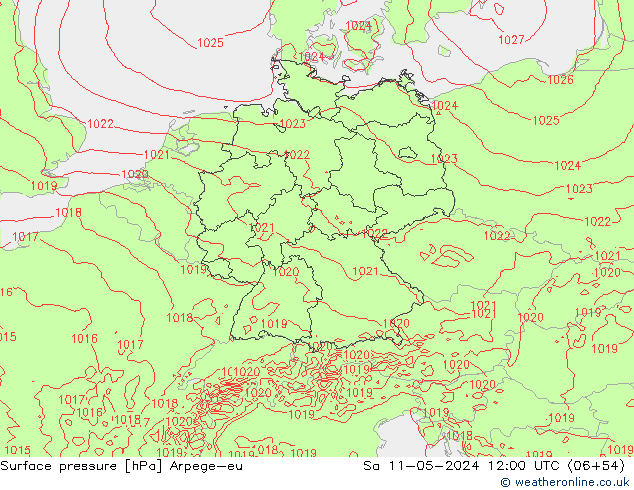 приземное давление Arpege-eu сб 11.05.2024 12 UTC