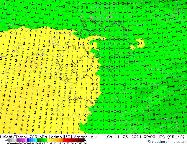 Height/Temp. 700 hPa Arpege-eu Sa 11.05.2024 00 UTC