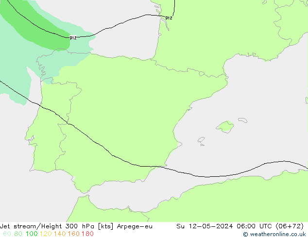 Jet stream Arpege-eu Dom 12.05.2024 06 UTC