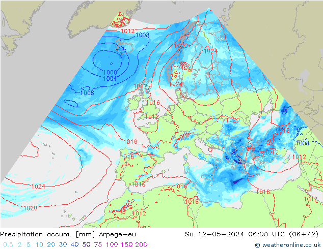 Precipitation accum. Arpege-eu  12.05.2024 06 UTC