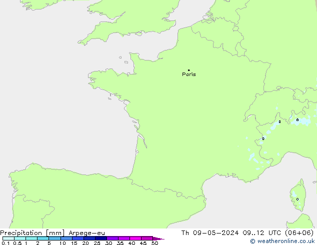 Niederschlag Arpege-eu Do 09.05.2024 12 UTC