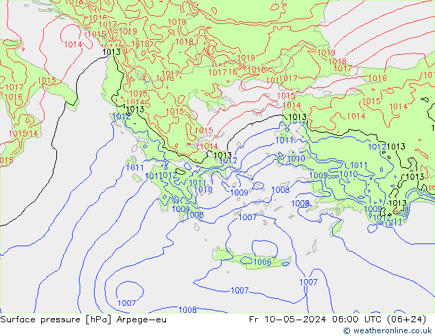 приземное давление Arpege-eu пт 10.05.2024 06 UTC