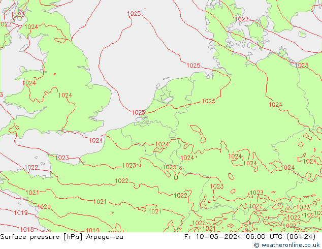 Surface pressure Arpege-eu Fr 10.05.2024 06 UTC