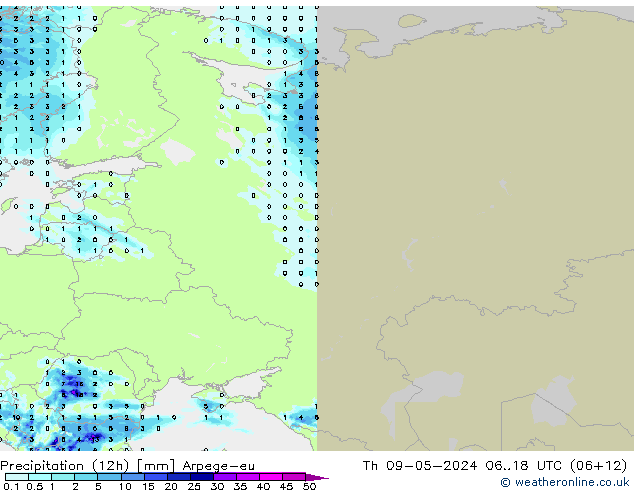 Yağış (12h) Arpege-eu Per 09.05.2024 18 UTC