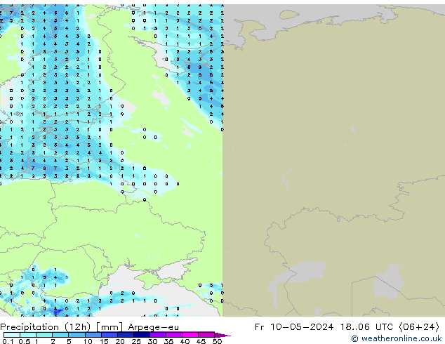 Yağış (12h) Arpege-eu Cu 10.05.2024 06 UTC