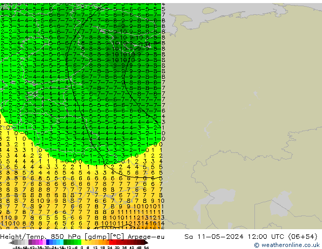 Hoogte/Temp. 850 hPa Arpege-eu za 11.05.2024 12 UTC