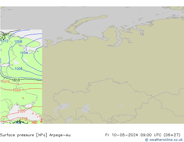 Luchtdruk (Grond) Arpege-eu vr 10.05.2024 09 UTC