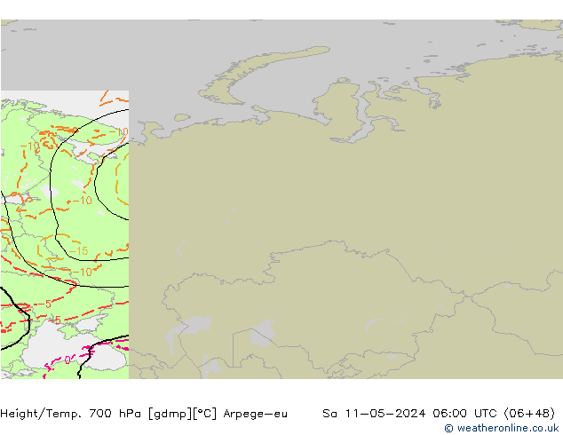 Height/Temp. 700 hPa Arpege-eu so. 11.05.2024 06 UTC