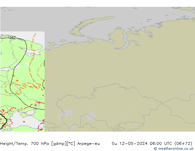 Height/Temp. 700 hPa Arpege-eu  12.05.2024 06 UTC