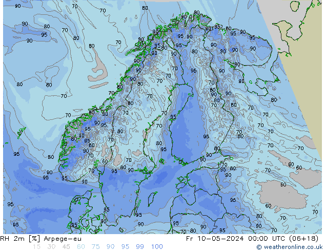 RH 2m Arpege-eu Fr 10.05.2024 00 UTC