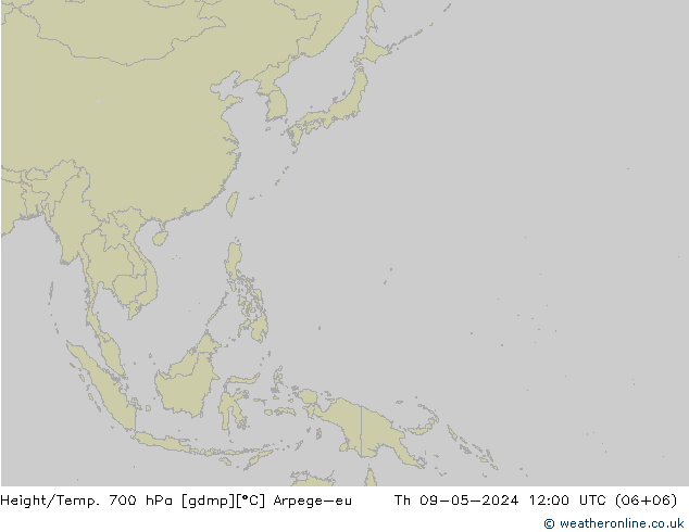 Height/Temp. 700 hPa Arpege-eu Čt 09.05.2024 12 UTC