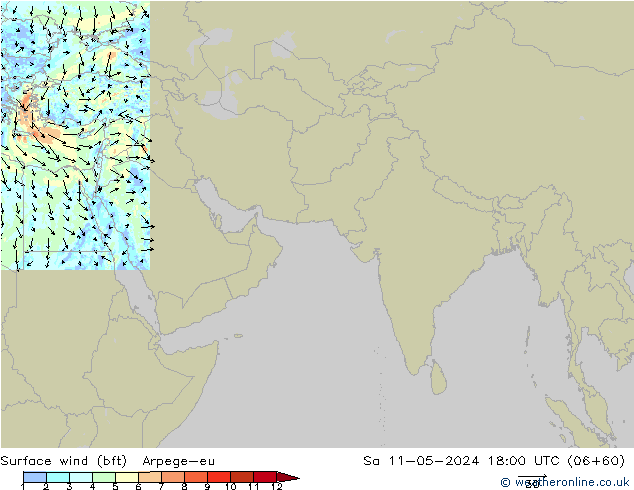 Rüzgar 10 m (bft) Arpege-eu Cts 11.05.2024 18 UTC