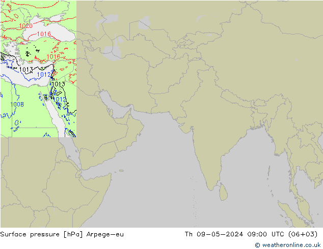 地面气压 Arpege-eu 星期四 09.05.2024 09 UTC