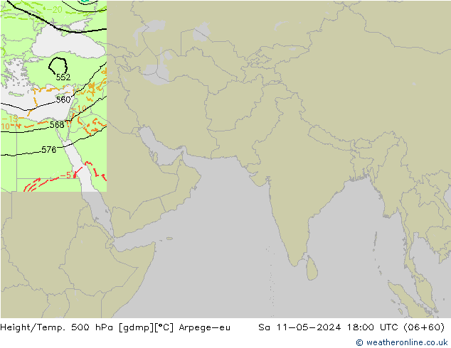 Height/Temp. 500 hPa Arpege-eu Sa 11.05.2024 18 UTC