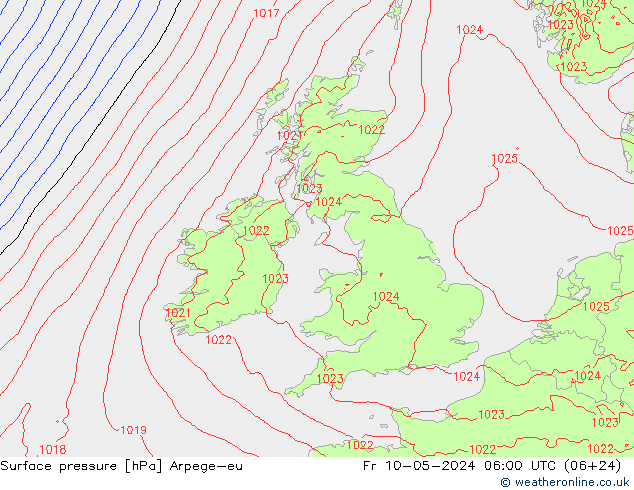 Yer basıncı Arpege-eu Cu 10.05.2024 06 UTC