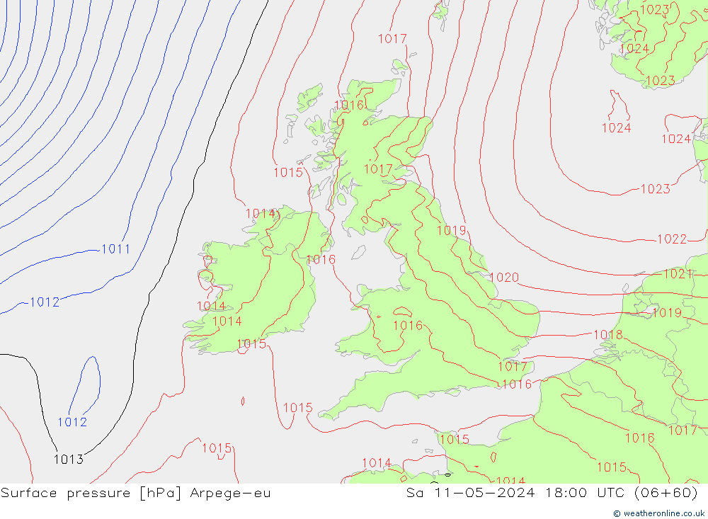 Luchtdruk (Grond) Arpege-eu za 11.05.2024 18 UTC