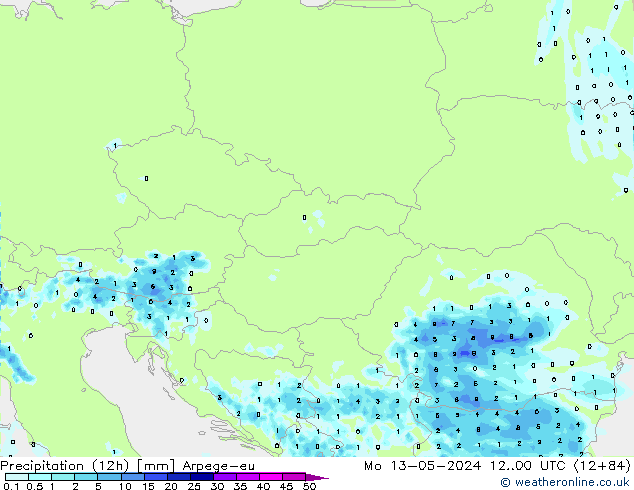 Precipitazione (12h) Arpege-eu lun 13.05.2024 00 UTC