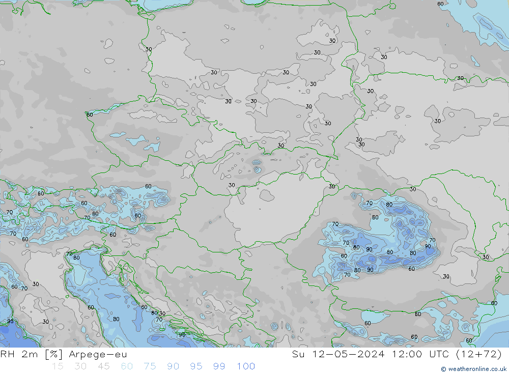 RH 2m Arpege-eu Dom 12.05.2024 12 UTC