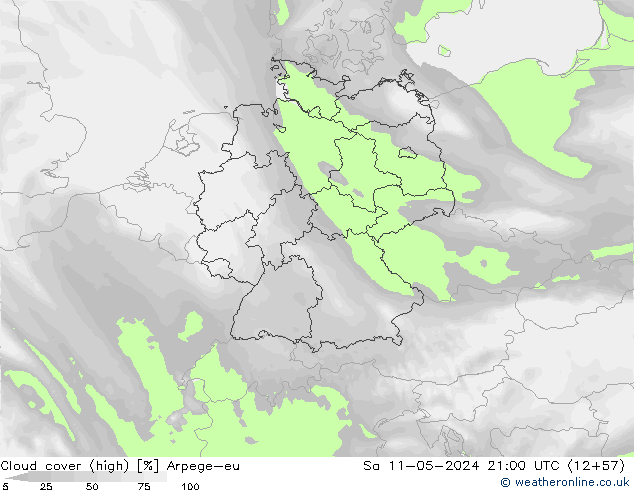 vysoký oblak Arpege-eu So 11.05.2024 21 UTC