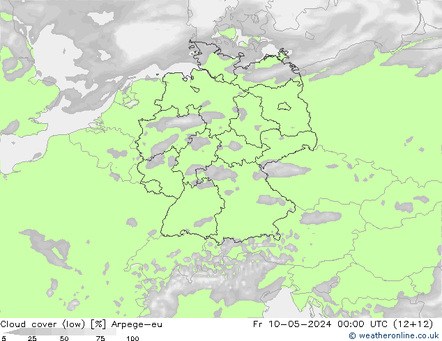 Nubi basse Arpege-eu ven 10.05.2024 00 UTC