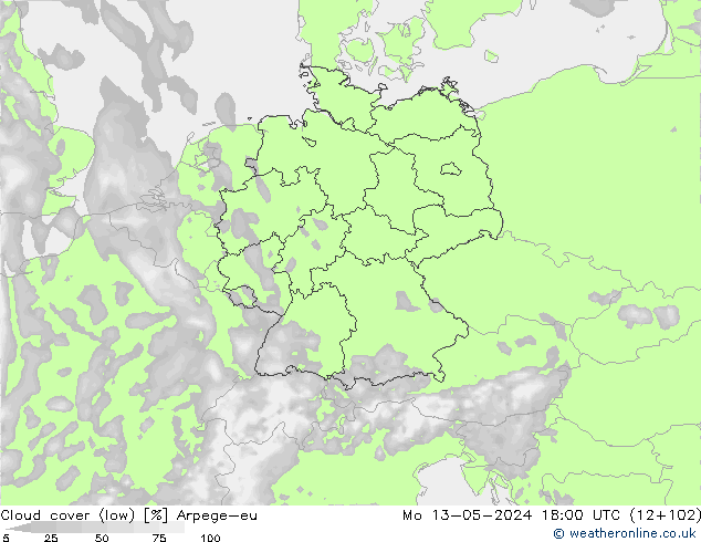 облака (низкий) Arpege-eu пн 13.05.2024 18 UTC