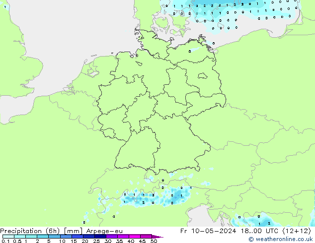 Precipitation (6h) Arpege-eu Fr 10.05.2024 00 UTC