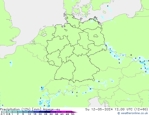 Precipitazione (12h) Arpege-eu dom 12.05.2024 00 UTC