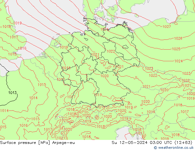 Presión superficial Arpege-eu dom 12.05.2024 03 UTC