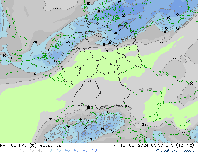 RH 700 hPa Arpege-eu Fr 10.05.2024 00 UTC