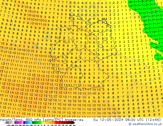 Height/Temp. 850 hPa Arpege-eu Su 12.05.2024 06 UTC